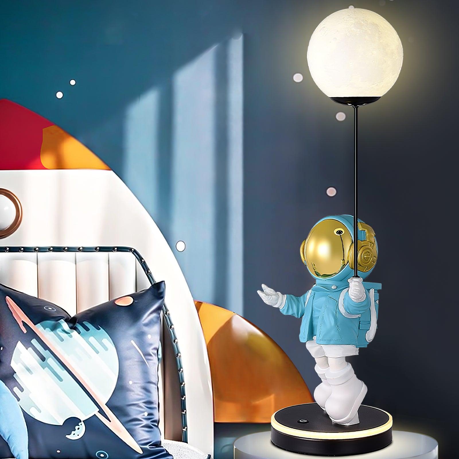 Creative Astronaut Planet Resin Table Lamp Modern Sculptural Bedside Lighting for Kids Room