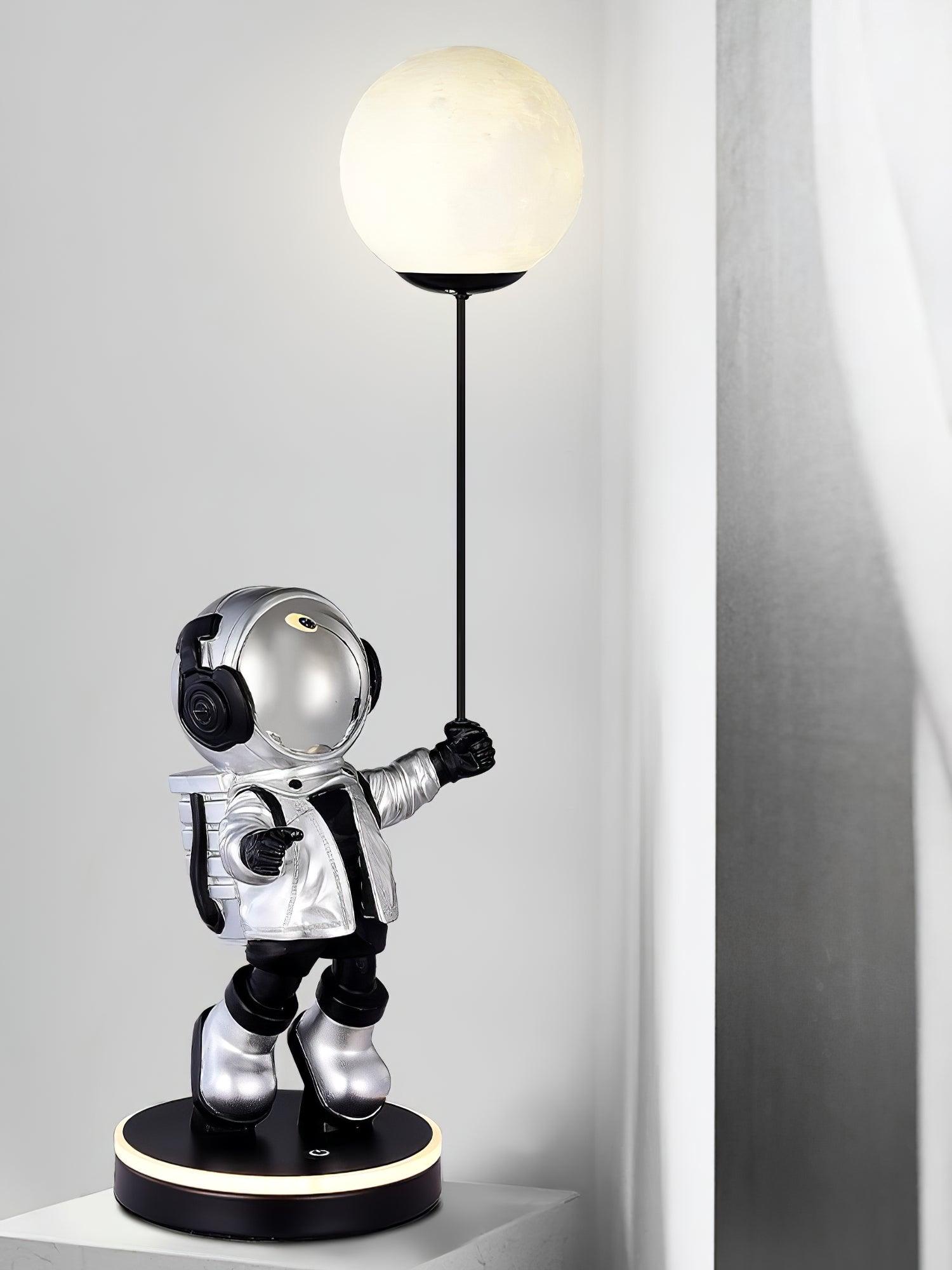 Creative Astronaut Planet Resin Table Lamp Modern Sculptural Bedside Lighting for Kids Room