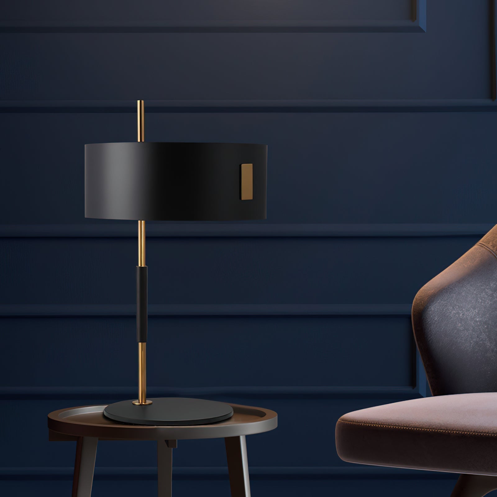 Modern Industrial Iron Desk Lamp with Cylindrical Shade for Workspace and Reading
