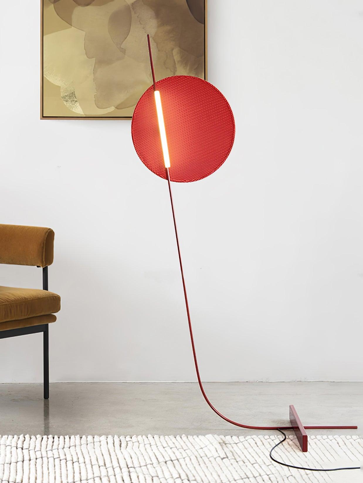 Red Athletes Tall Standing Floor Lamp Modern Minimalist LED Sculpture Light for Living Area