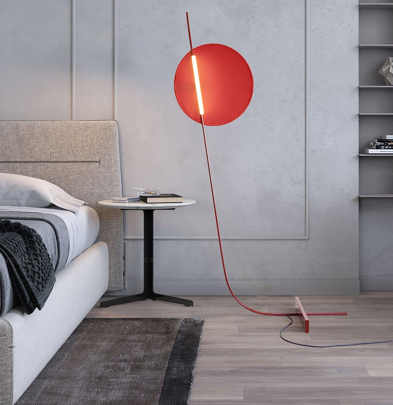 Red Athletes Tall Standing Floor Lamp Modern Minimalist LED Sculpture Light for Living Area