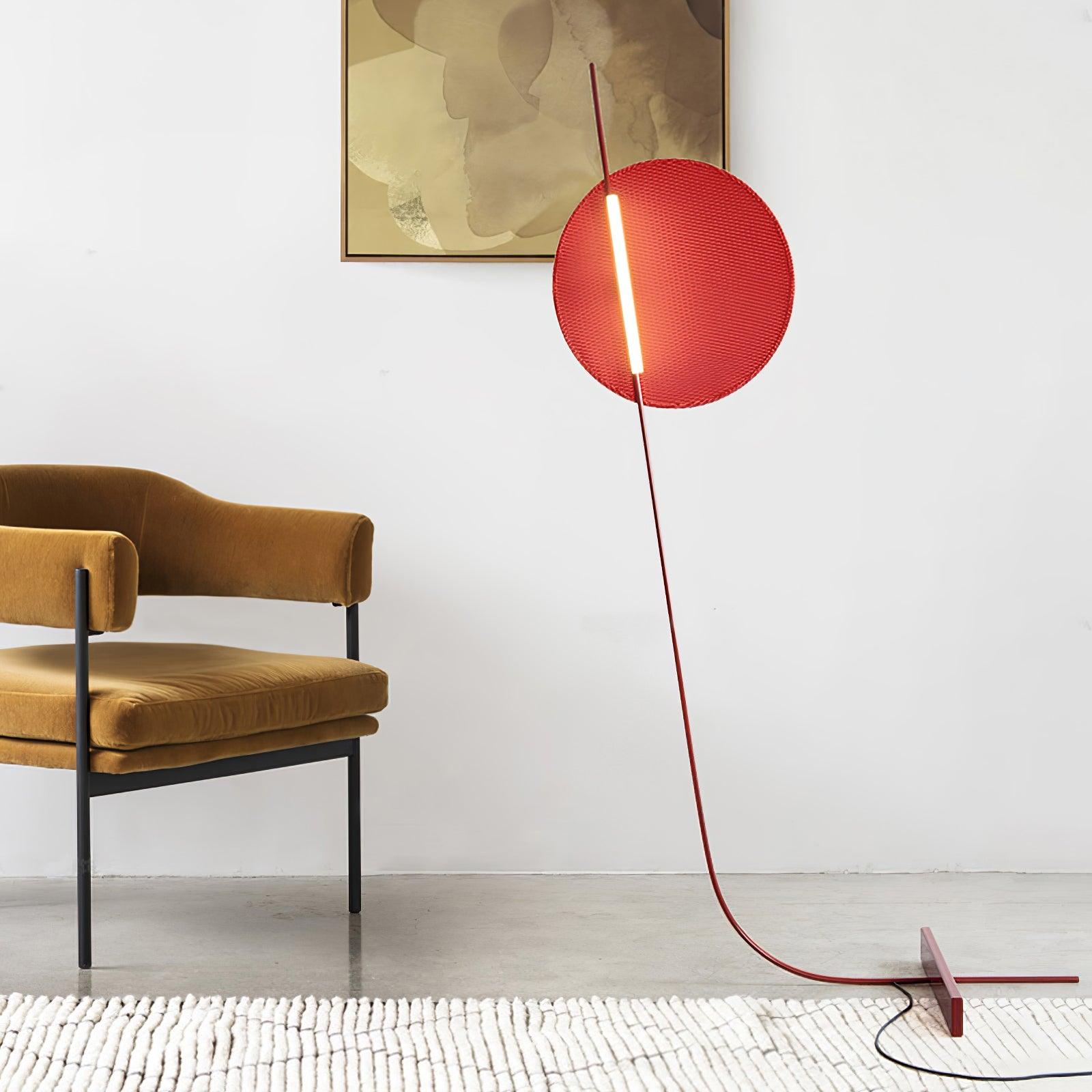 Red Athletes Tall Standing Floor Lamp Modern Minimalist LED Sculpture Light for Living Area