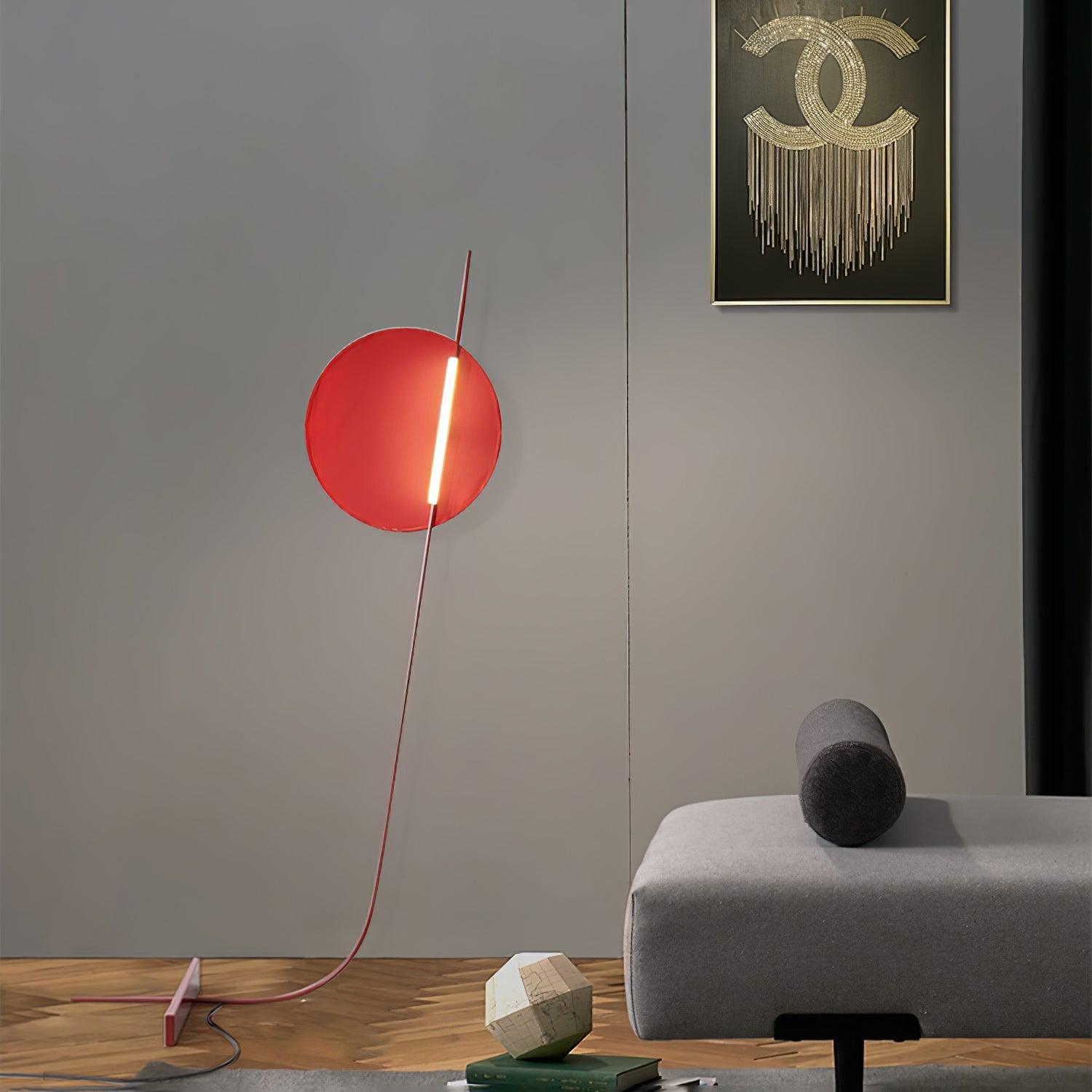 Red Athletes Tall Standing Floor Lamp Modern Minimalist LED Sculpture Light for Living Area