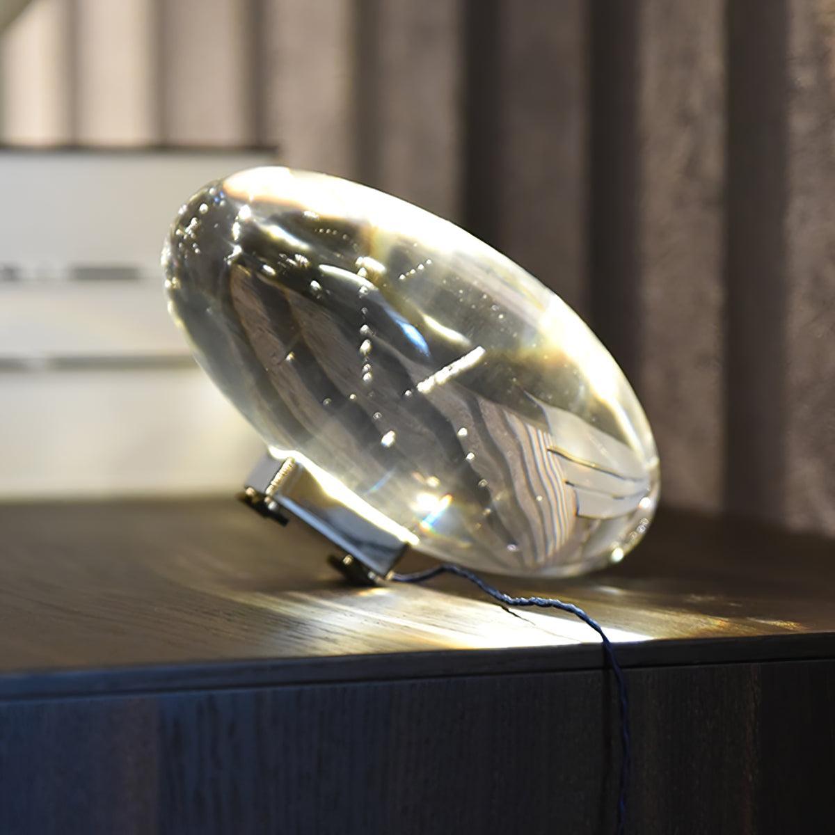 Atman Modern Crystal Oval LED Table Lamp for Bedside and Accent Lighting