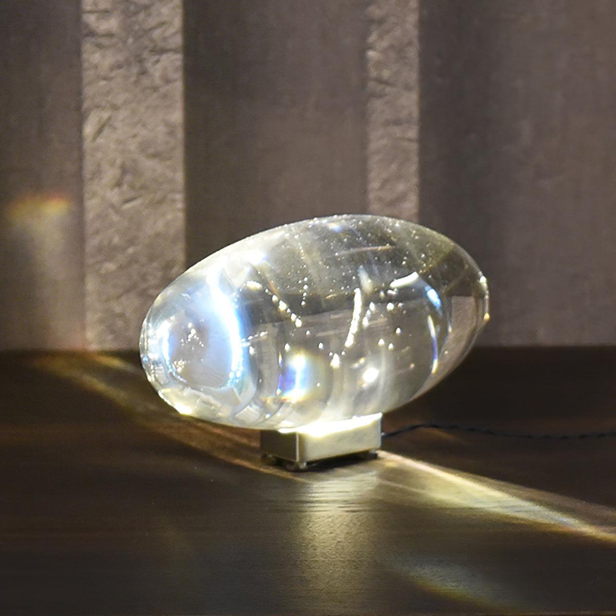 Atman Modern Crystal Oval LED Table Lamp for Bedside and Accent Lighting