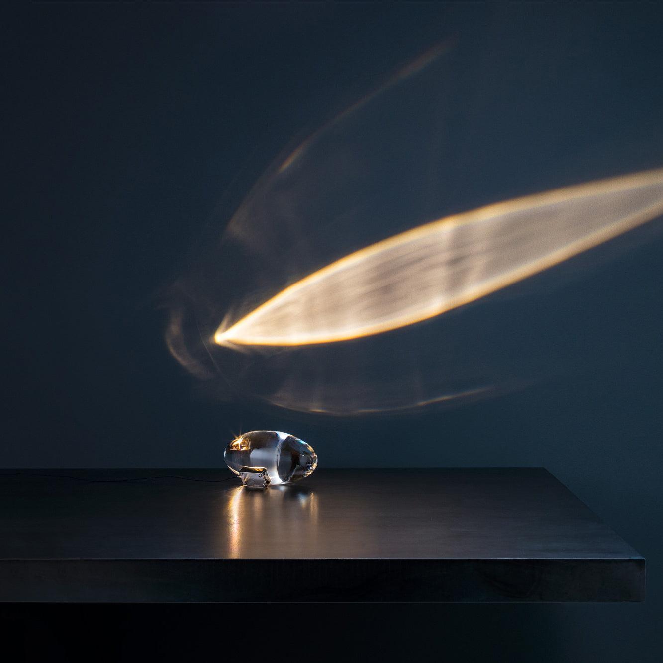 Atman Modern Crystal Oval LED Table Lamp for Bedside and Accent Lighting