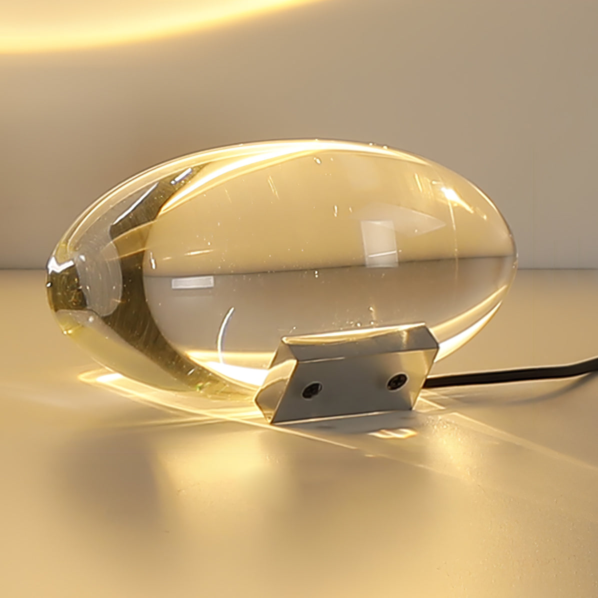 Atman Modern Crystal Oval LED Table Lamp for Bedside and Accent Lighting