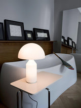 Modern White Blown Glass Mushroom Table Lamp with Geometric Dome Shade for Bedside and Living Room