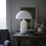 Modern White Blown Glass Mushroom Table Lamp with Geometric Dome Shade for Bedside and Living Room