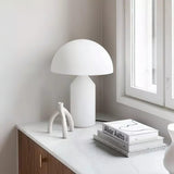 Modern White Blown Glass Mushroom Table Lamp with Geometric Dome Shade for Bedside and Living Room