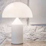 Modern White Blown Glass Mushroom Table Lamp with Geometric Dome Shade for Bedside and Living Room