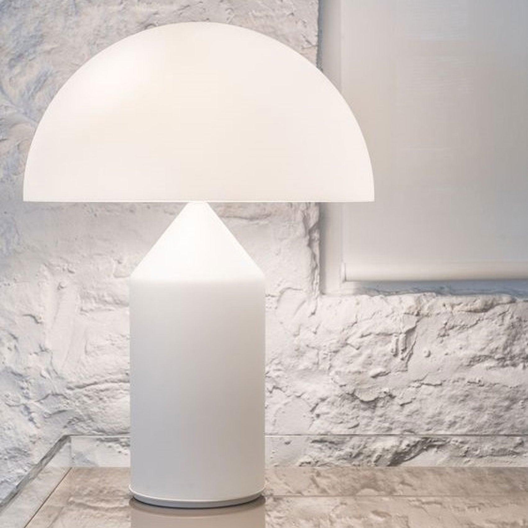 Modern White Blown Glass Mushroom Table Lamp with Geometric Dome Shade for Bedside and Living Room