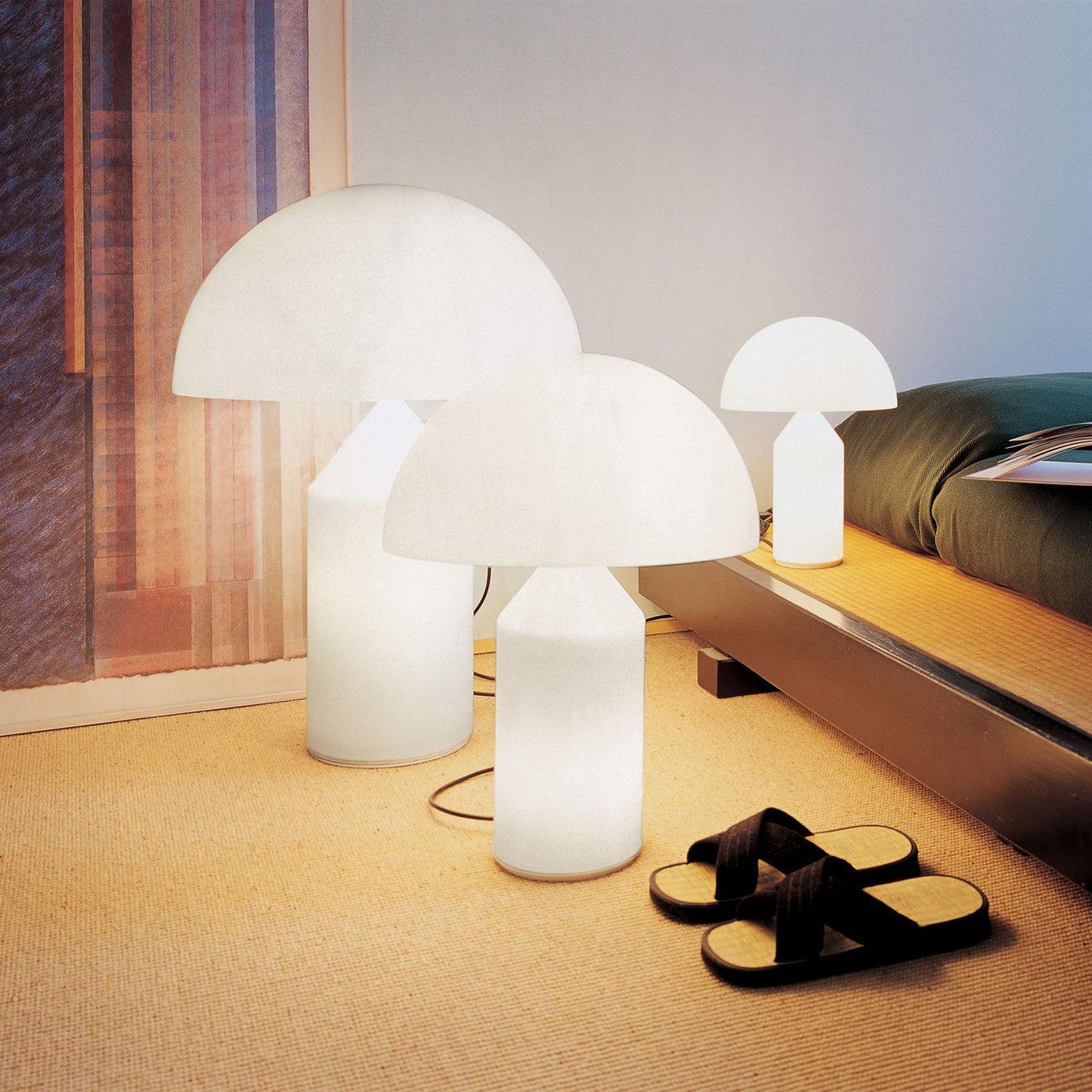 Modern White Blown Glass Mushroom Table Lamp with Geometric Dome Shade for Bedside and Living Room