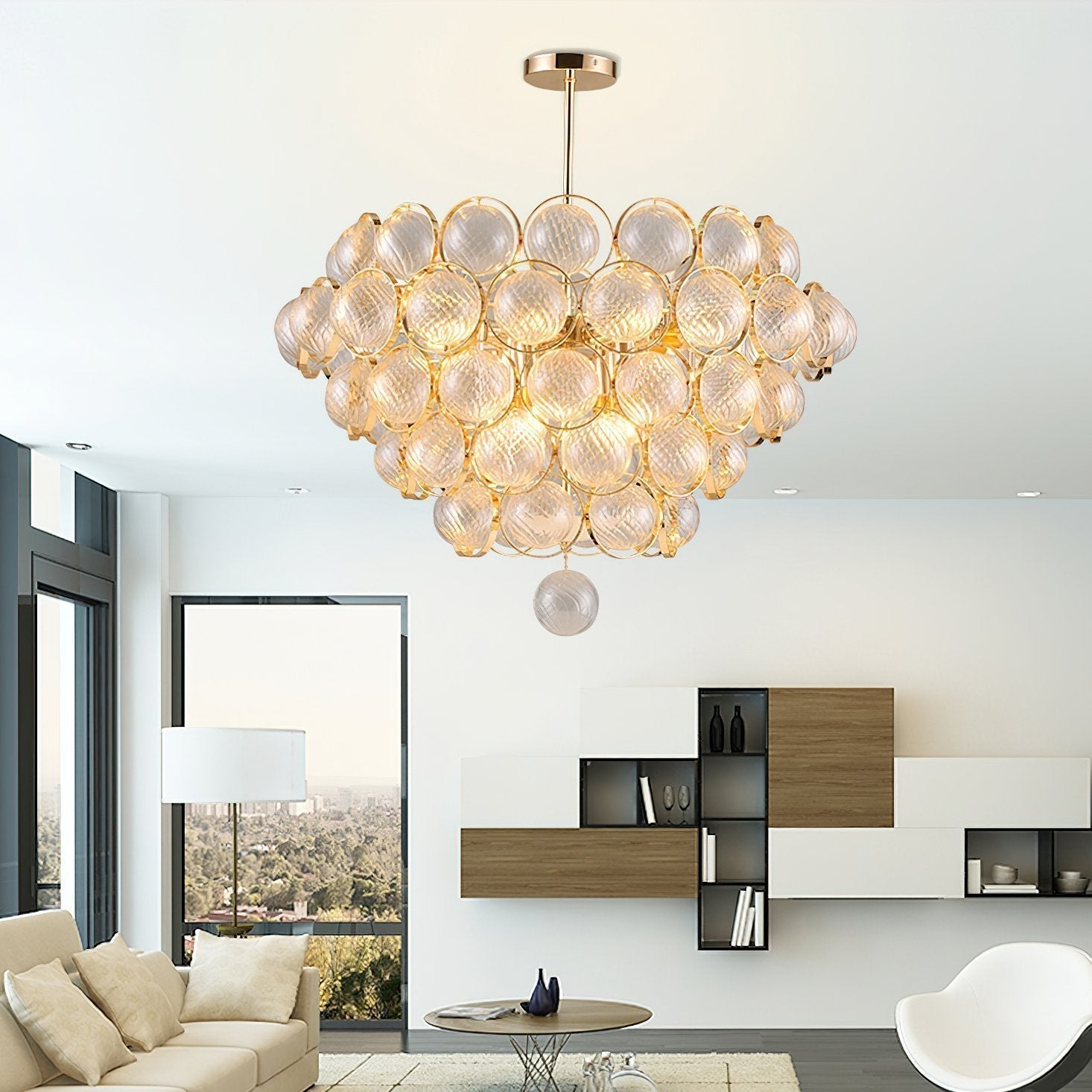 luxury-modern-glass-sphere-chandelier-with-spiral-ribbed-texture-and-satin-gold-finish