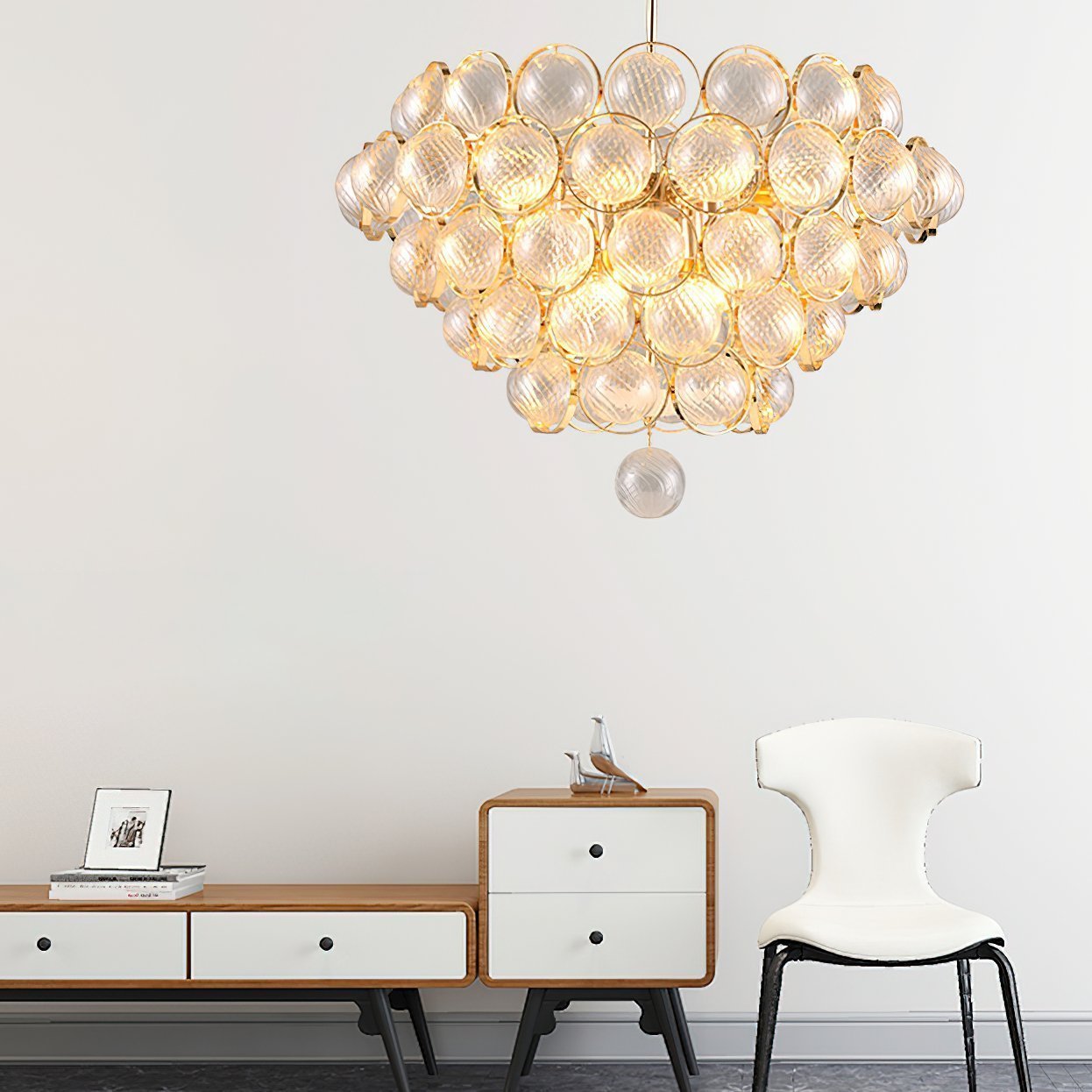 luxury-modern-glass-sphere-chandelier-with-spiral-ribbed-texture-and-satin-gold-finish