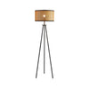 Aubrey Modern Tripod Floor Lamp with Natural Bamboo Shade and Black Metal Base