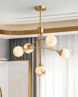 modern-alabaster-globe-chandelier-with-slender-brass-arms-for-luxury-living-room