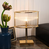 Avano Mid Century Modern Glass Desk Lamp with Gold Iron Base for Living Room Office