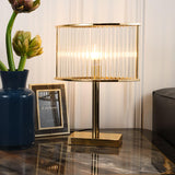 Avano Mid Century Modern Glass Desk Lamp with Gold Iron Base for Living Room Office