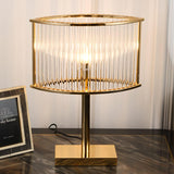 Avano Mid Century Modern Glass Desk Lamp with Gold Iron Base for Living Room Office