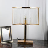 Avano Mid Century Modern Glass Desk Lamp with Gold Iron Base for Living Room Office