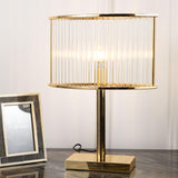 Avano Mid Century Modern Glass Desk Lamp with Gold Iron Base for Living Room Office
