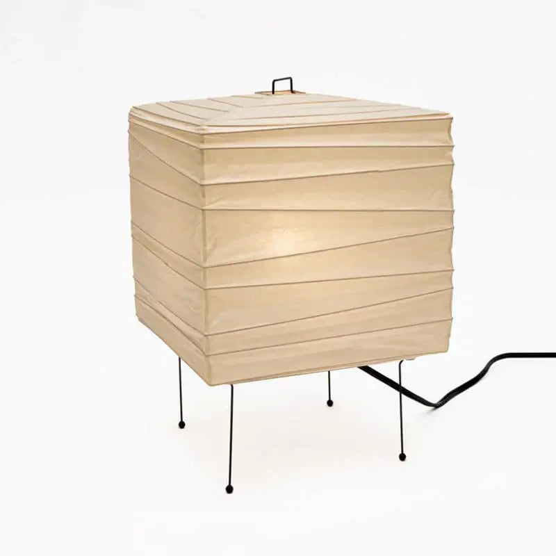 Ayla Cube Rice Paper Table Lamp Minimalist Japanese Style Desk Light for Bedroom