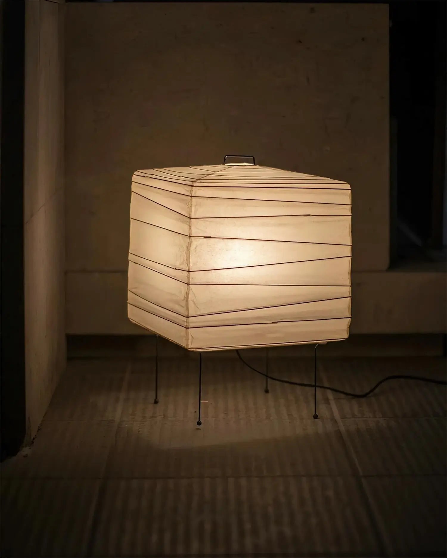 Ayla Cube Rice Paper Table Lamp Minimalist Japanese Style Desk Light for Bedroom