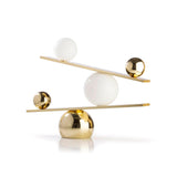 Modern Artistic Balance Table Lamp with Glass Spheres and Black Marble Base