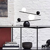 Modern Artistic Balance Table Lamp with Glass Spheres and Black Marble Base