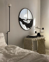 Modern Artistic Balance Table Lamp with Glass Spheres and Black Marble Base