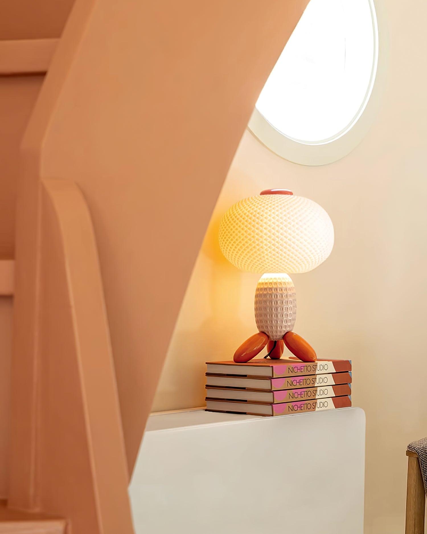 Modern Glass Balloon Table Lamp Sculptural Integrated LED Bedside Lighting for Contemporary Home Decor