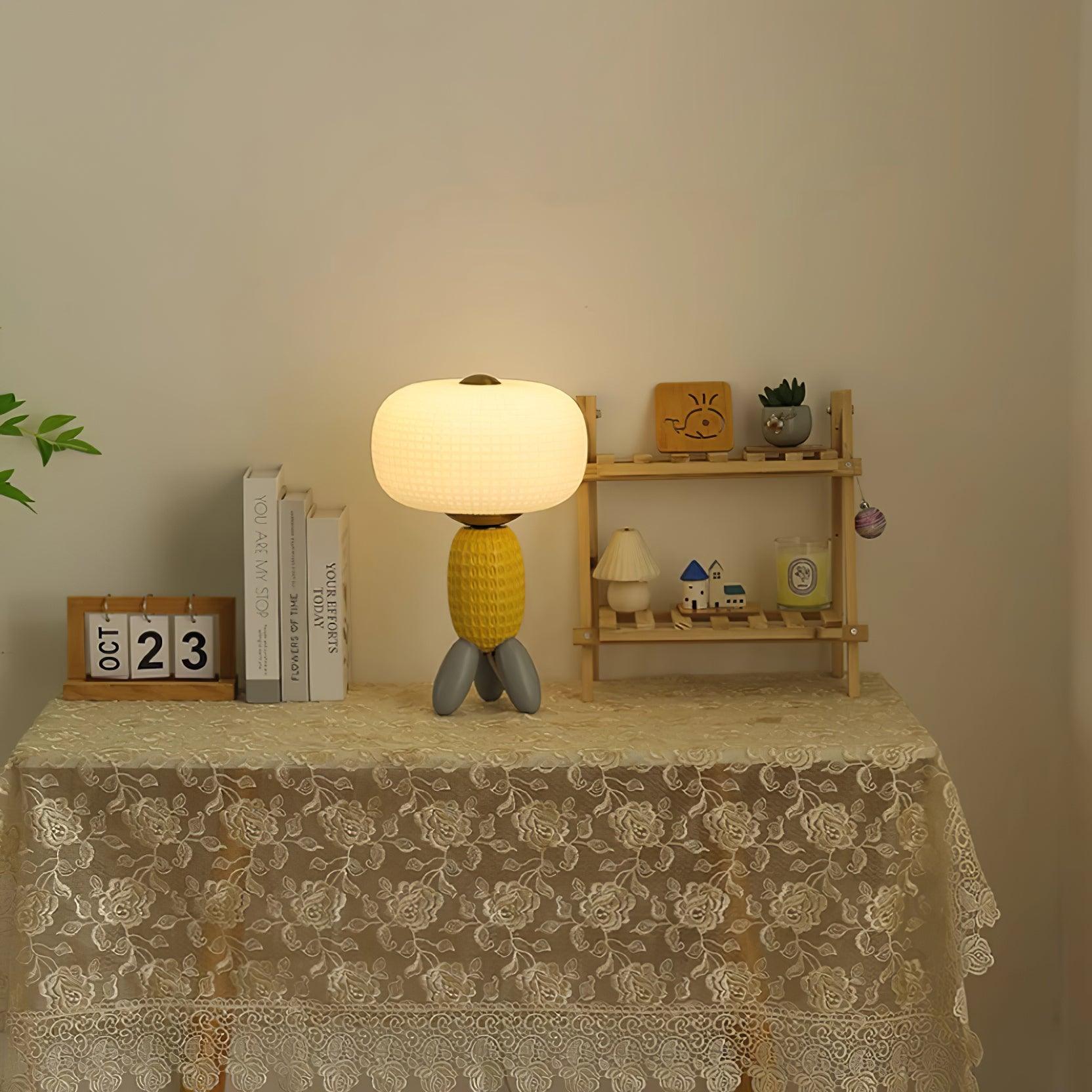 Modern Glass Balloon Table Lamp Sculptural Integrated LED Bedside Lighting for Contemporary Home Decor