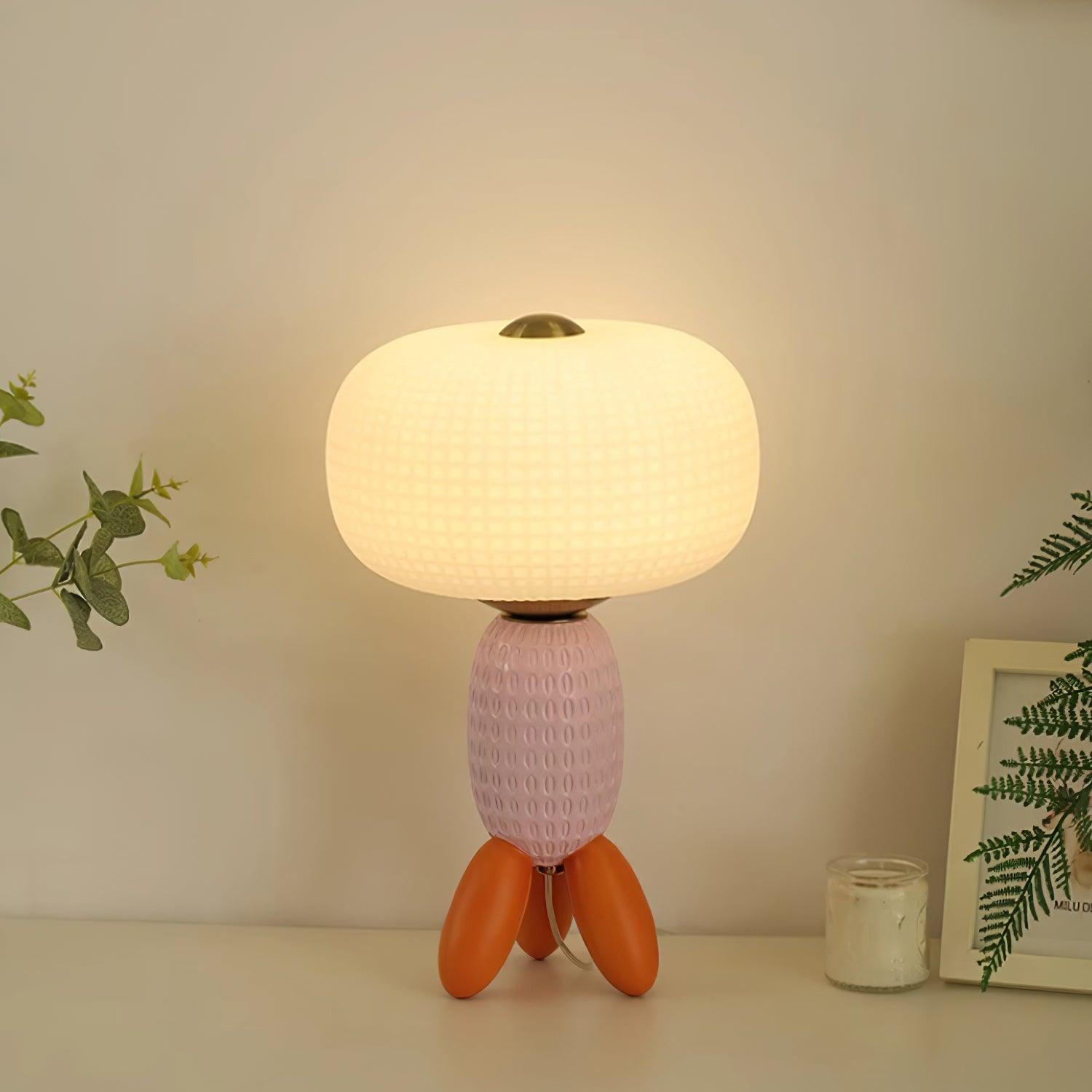 Modern Glass Balloon Table Lamp Sculptural Integrated LED Bedside Lighting for Contemporary Home Decor