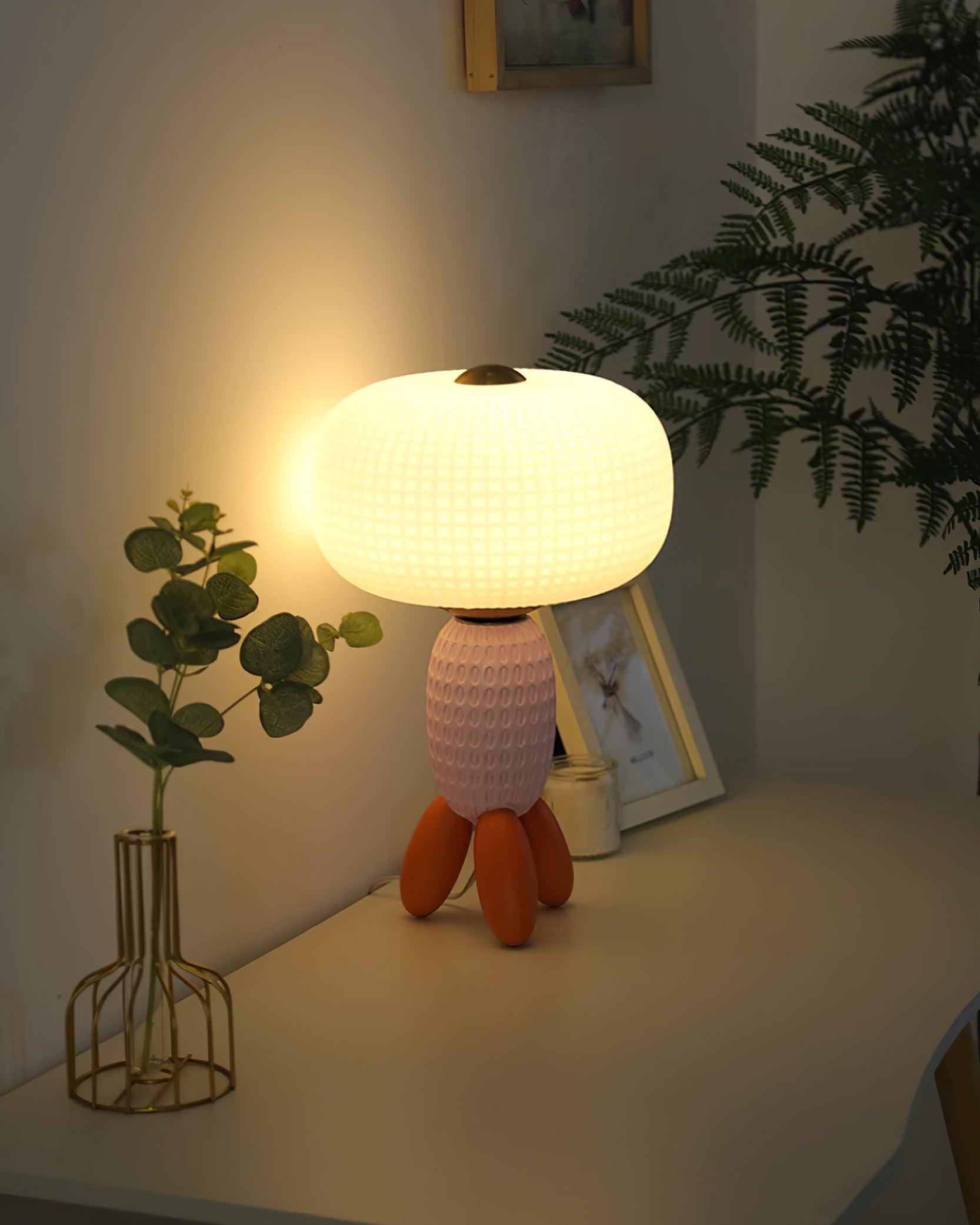 Modern Glass Balloon Table Lamp Sculptural Integrated LED Bedside Lighting for Contemporary Home Decor