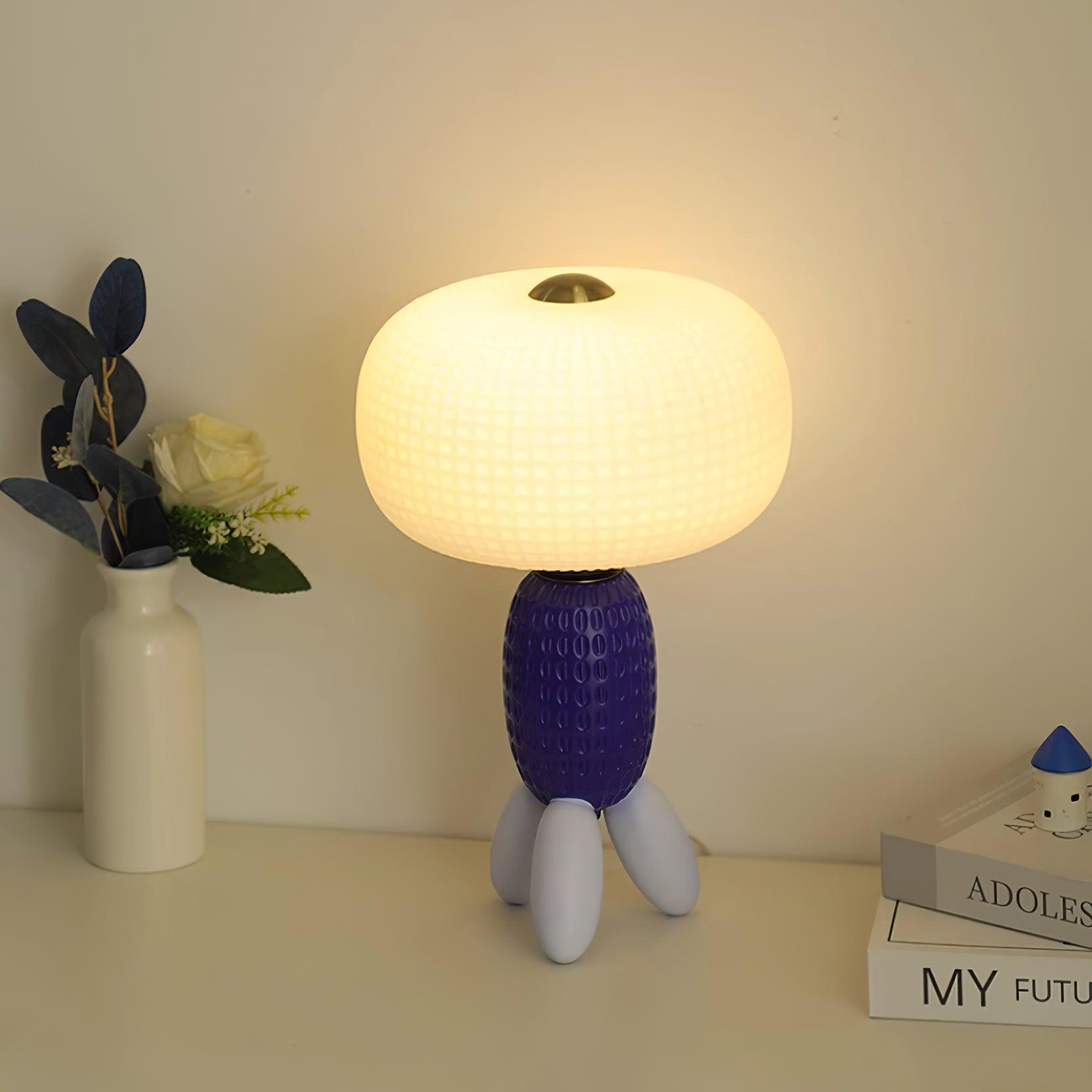 Modern Glass Balloon Table Lamp Sculptural Integrated LED Bedside Lighting for Contemporary Home Decor