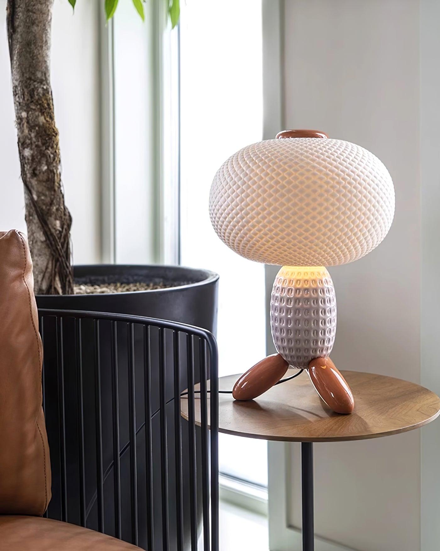 Modern Glass Balloon Table Lamp Sculptural Integrated LED Bedside Lighting for Contemporary Home Decor