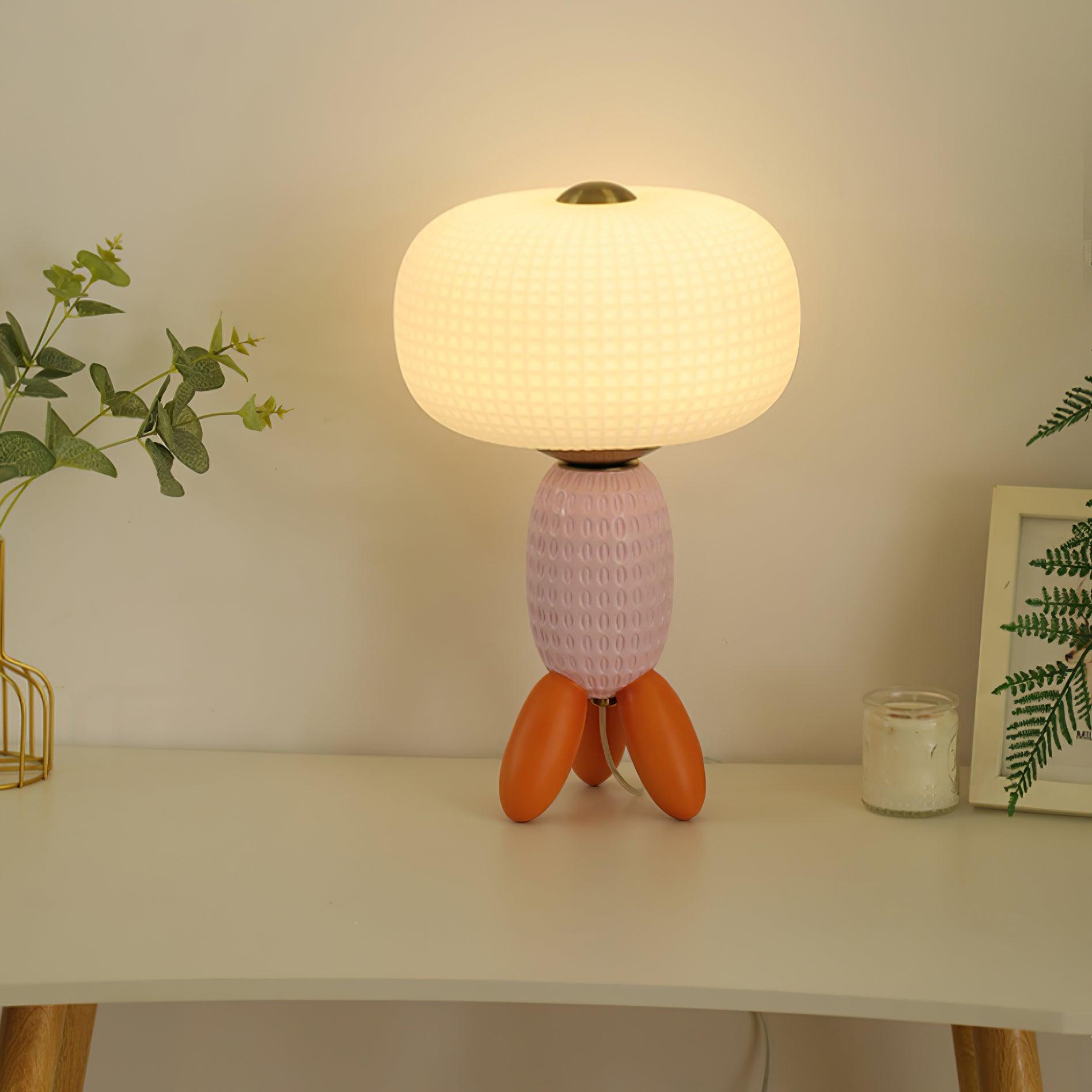 Modern Glass Balloon Table Lamp Sculptural Integrated LED Bedside Lighting for Contemporary Home Decor