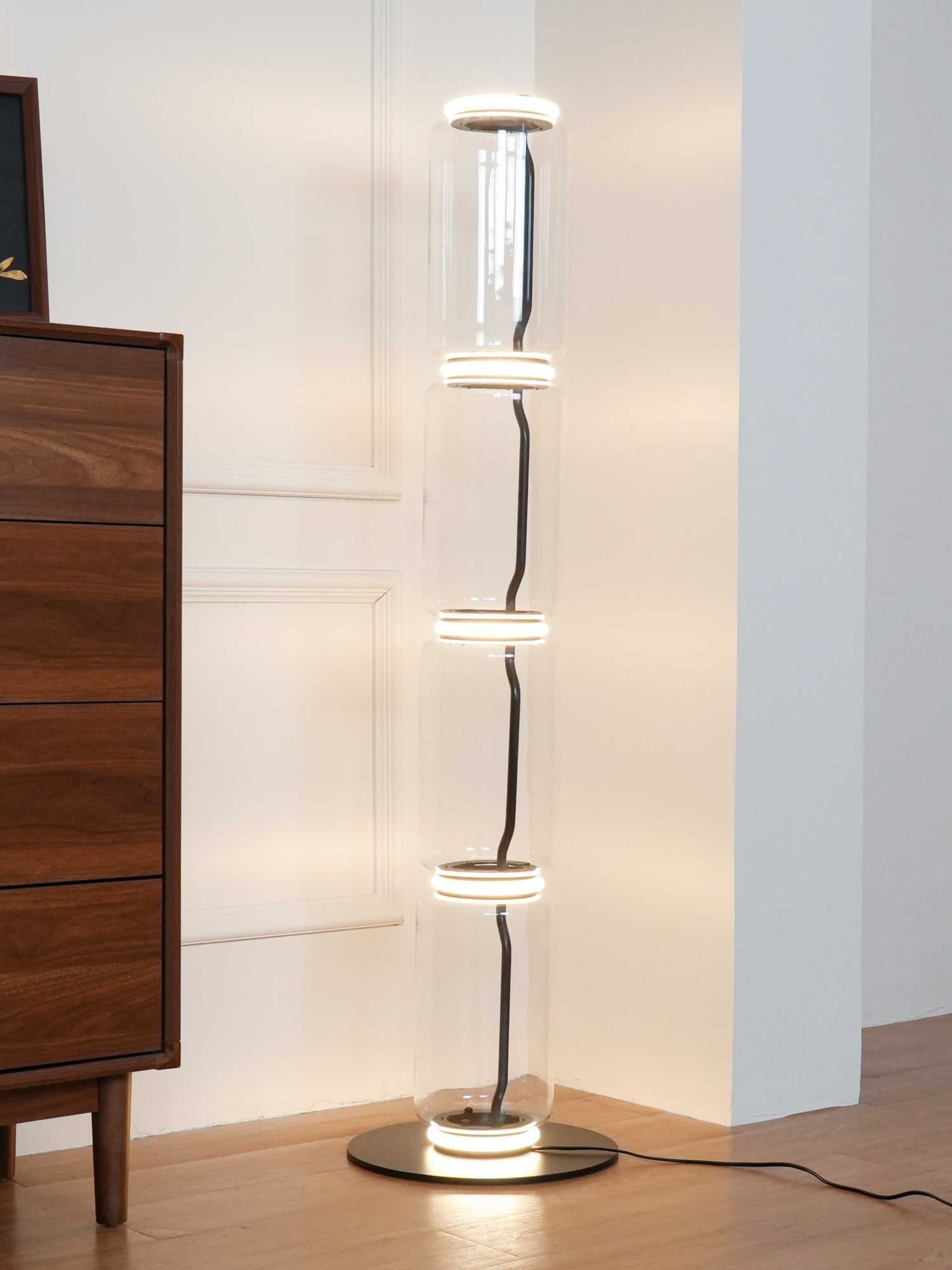 Modern Hand Blown Glass Modular Floor Lamp for Living Room with Integrated LED Lighting