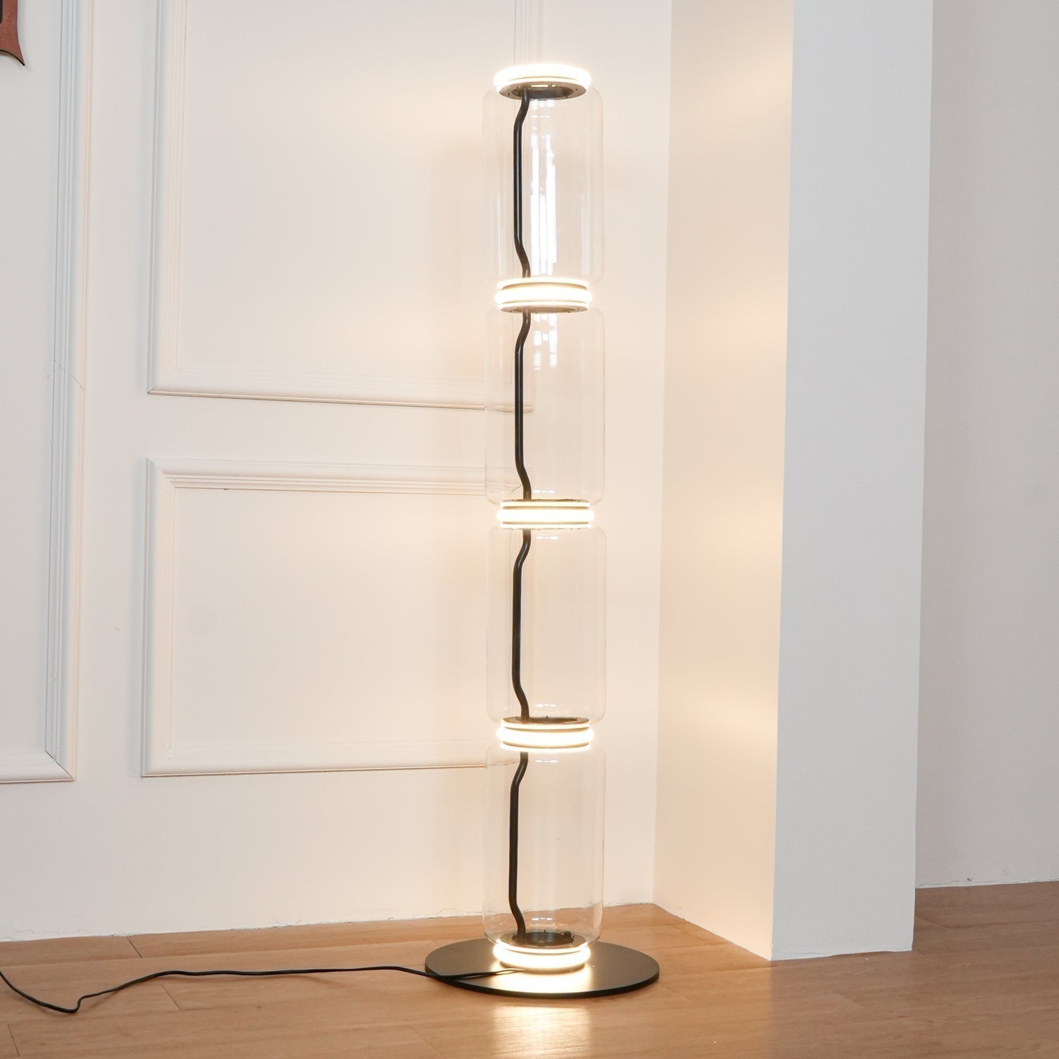 Modern Hand Blown Glass Modular Floor Lamp for Living Room with Integrated LED Lighting