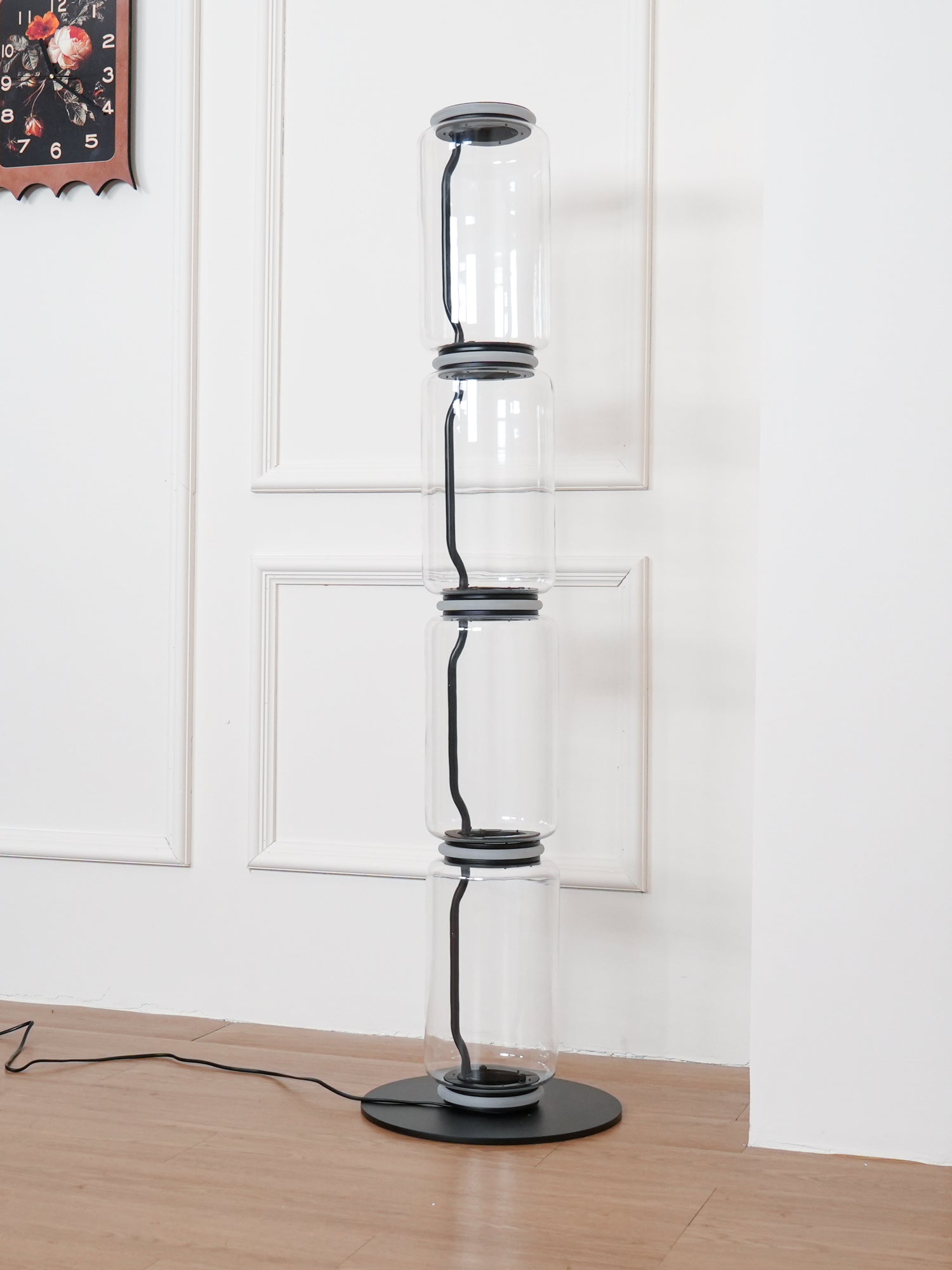 Modern Hand Blown Glass Modular Floor Lamp for Living Room with Integrated LED Lighting