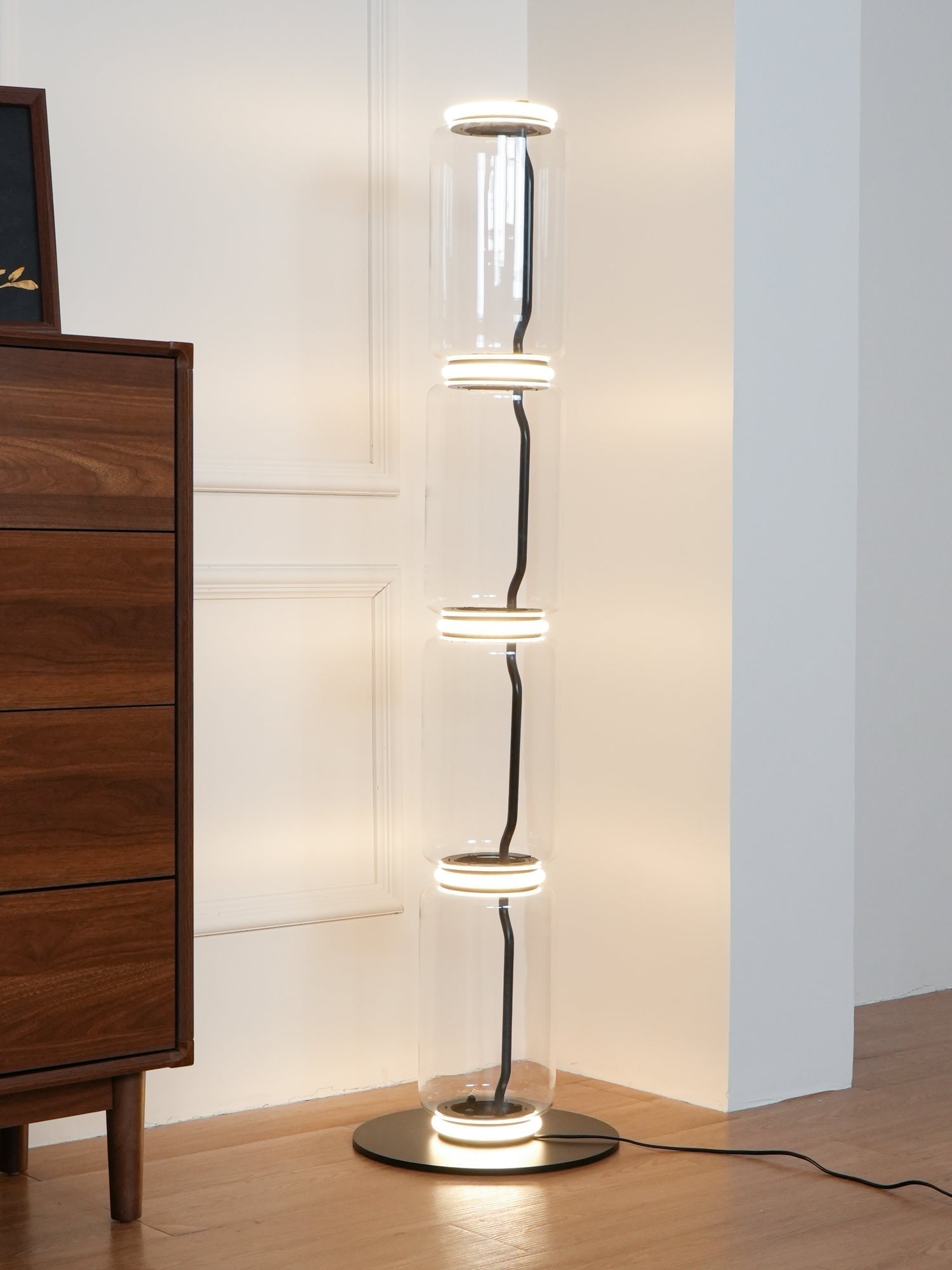 Modern Hand Blown Glass Modular Floor Lamp for Living Room with Integrated LED Lighting