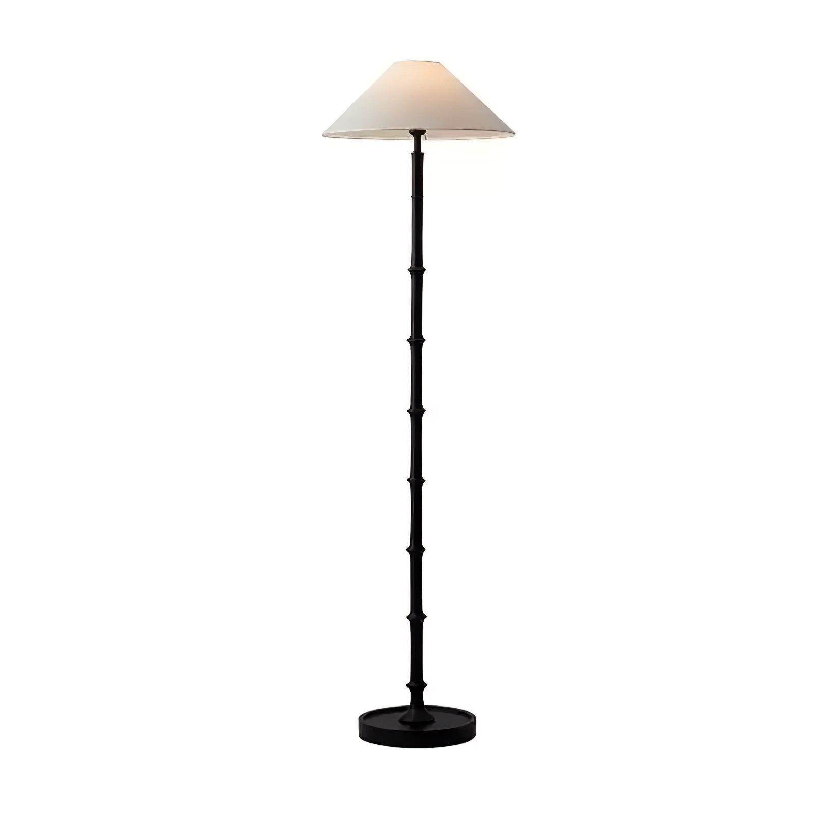 Natural Bamboo Knot Wood Floor Lamp with White Fabric Shade for Living Room and Bedroom