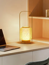 Portable Bamboo Lantern LED Table Lamp for Desk and Bedside USB Charging