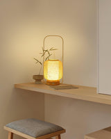 Portable Bamboo Lantern LED Table Lamp for Desk and Bedside USB Charging