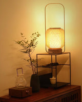 Portable Bamboo Lantern LED Table Lamp for Desk and Bedside USB Charging