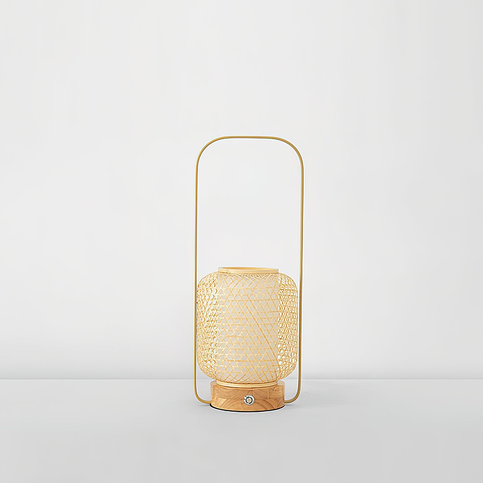 Portable Bamboo Lantern LED Table Lamp for Desk and Bedside USB Charging