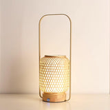 Portable Bamboo Lantern LED Table Lamp for Desk and Bedside USB Charging