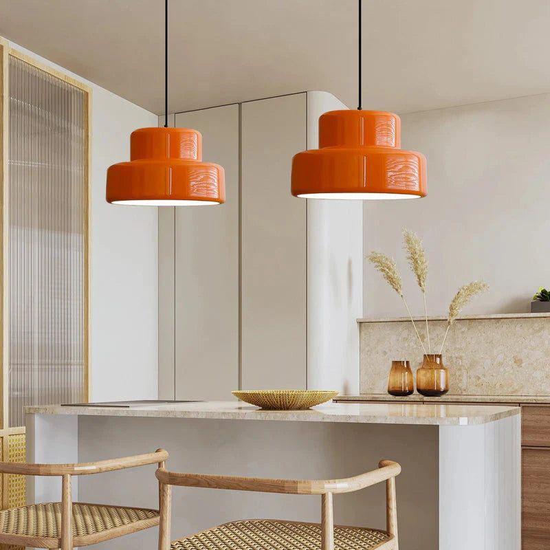 Modern Vintage Bauhaus Orange Pendant Light