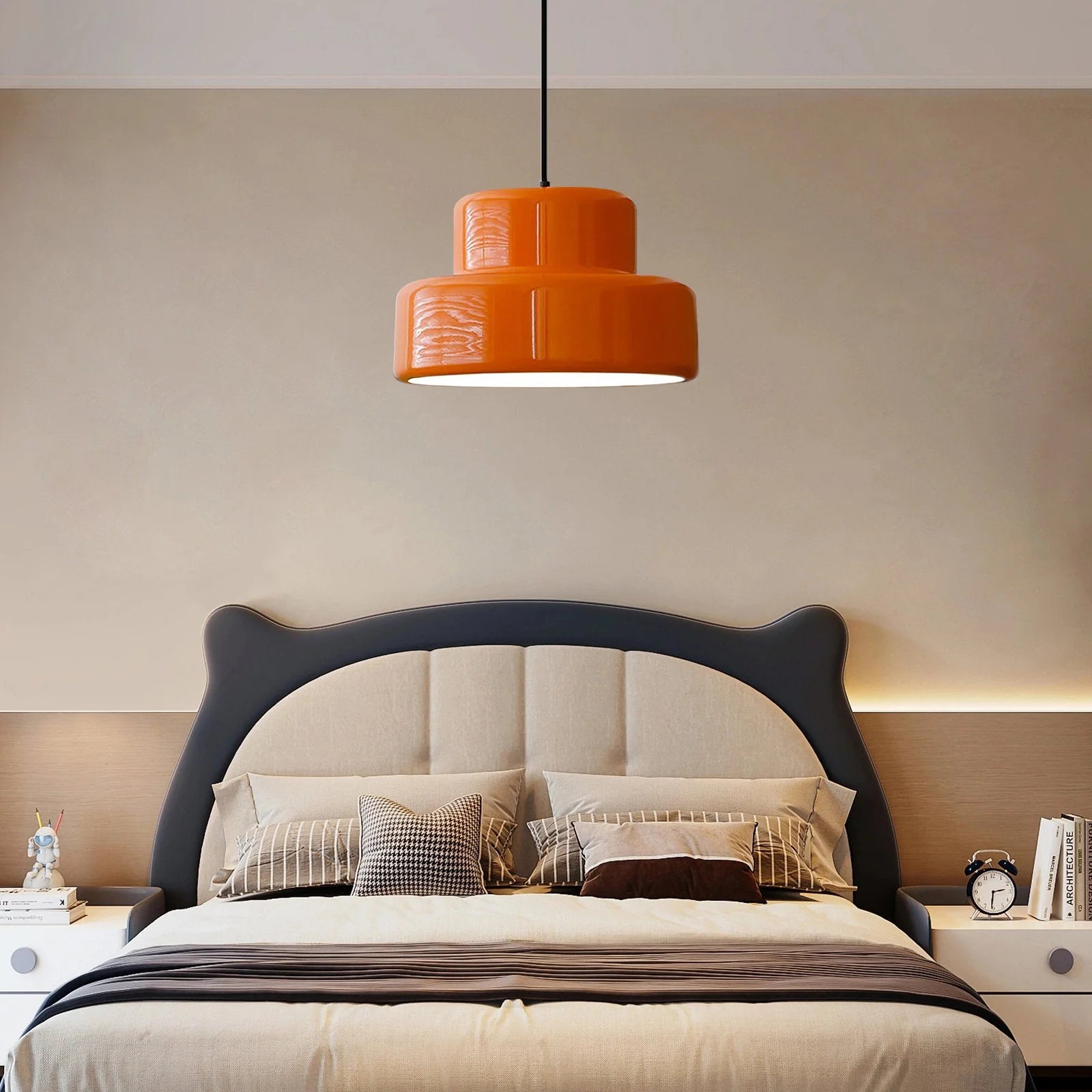 Modern Vintage Bauhaus Orange Pendant Light